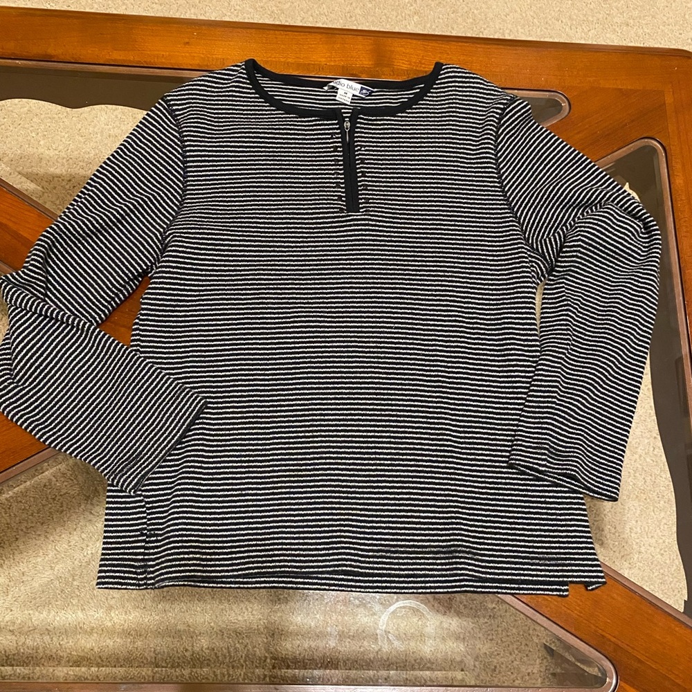 Chic Striped Long Sleeve Top with Zipper